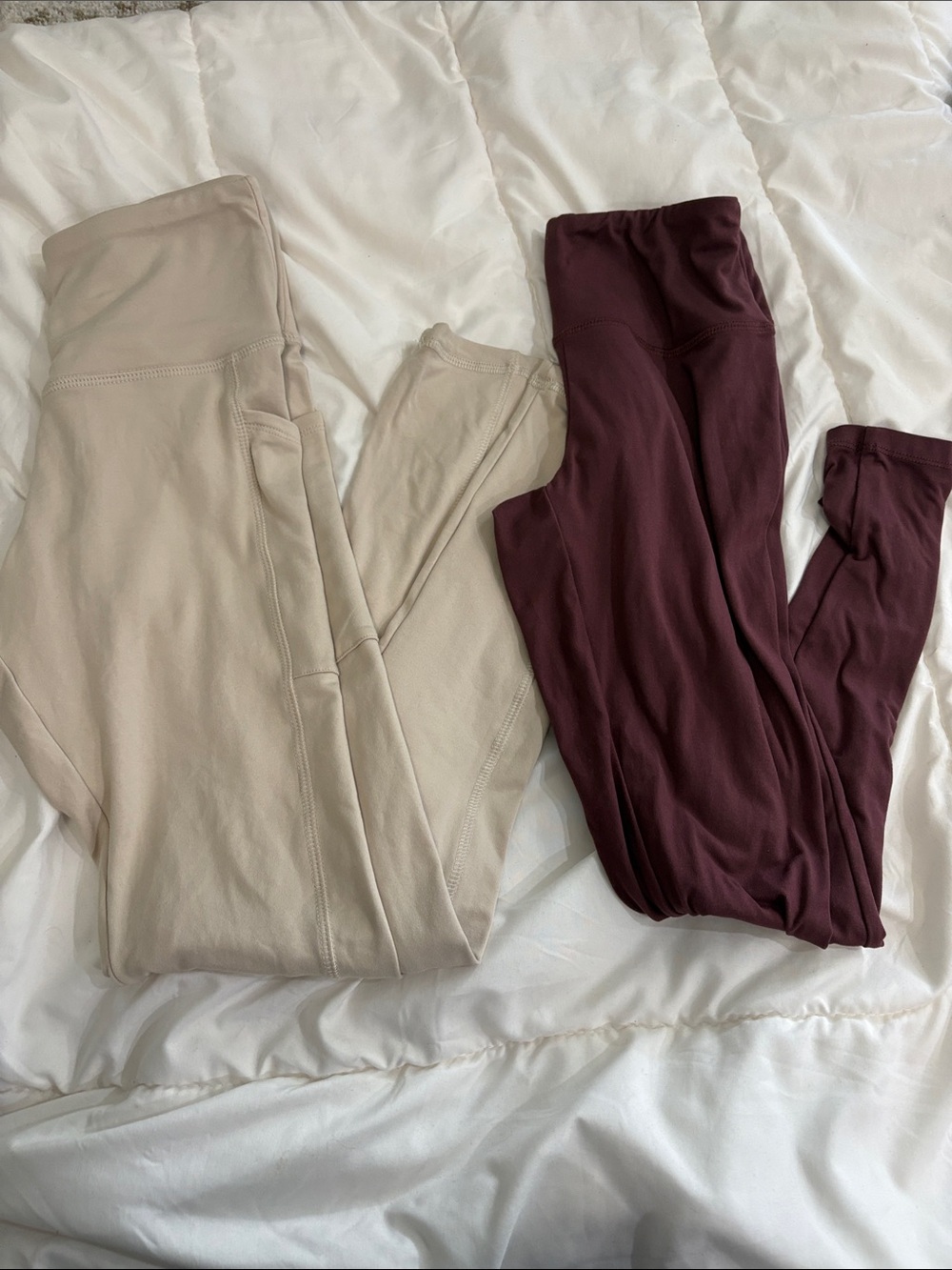 Neutral Beige and Deep Plum Leggings Duo